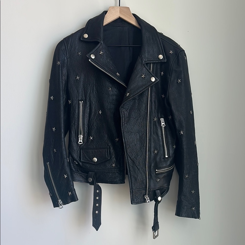 Black Star-Studded Leather Jacket
